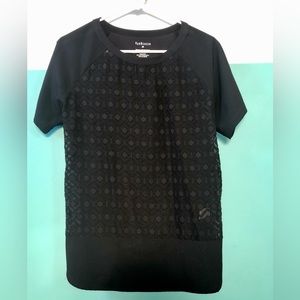 Van Heusen Sheer Embroidered Black Blouse